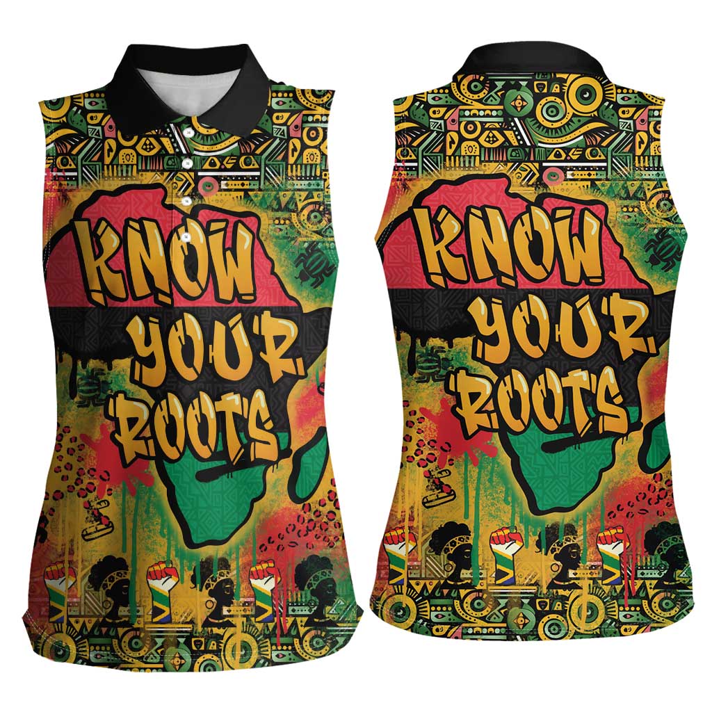 African Map Graffiti Women Sleeveless Polo Shirt Know You Roots - Wonder Print Shop