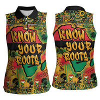 African Map Graffiti Women Sleeveless Polo Shirt Know You Roots - Wonder Print Shop
