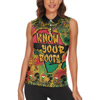 African Map Graffiti Women Sleeveless Polo Shirt Know You Roots - Wonder Print Shop