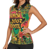 African Map Graffiti Women Sleeveless Polo Shirt Know You Roots - Wonder Print Shop