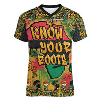 African Map Graffiti Women V-Neck T-Shirt Know You Roots - Wonder Print Shop