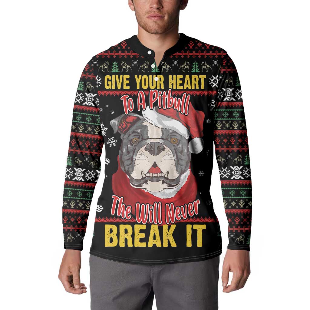 Give Your Heart Pitbull Dog Button Sweatshirt The Will Never Break It - Wonder Print Shop