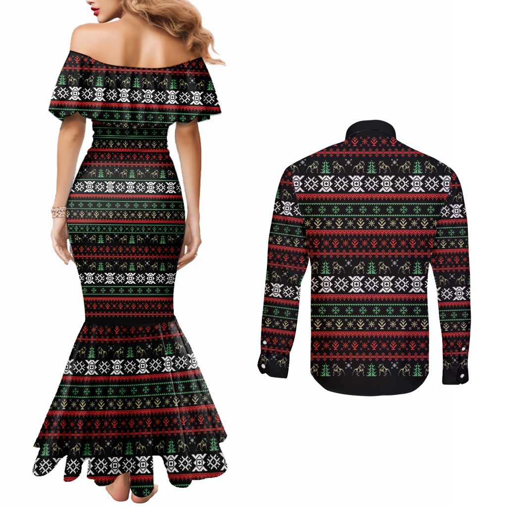 Give Your Heart Pitbull Dog Couples Matching Mermaid Dress and Long Sleeve Button Shirt The Will Never Break It