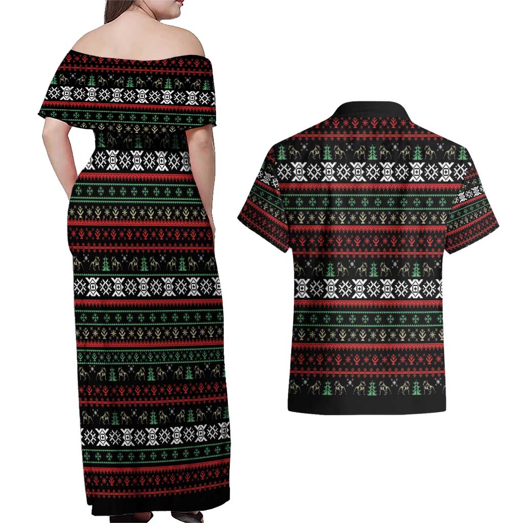 Give Your Heart Pitbull Dog Couples Matching Off Shoulder Maxi Dress and Hawaiian Shirt The Will Never Break It - Wonder Print Shop