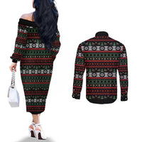 Give Your Heart Pitbull Dog Couples Matching Off The Shoulder Long Sleeve Dress and Long Sleeve Button Shirt The Will Never Break It