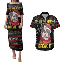 Give Your Heart Pitbull Dog Couples Matching Puletasi and Hawaiian Shirt The Will Never Break It - Wonder Print Shop