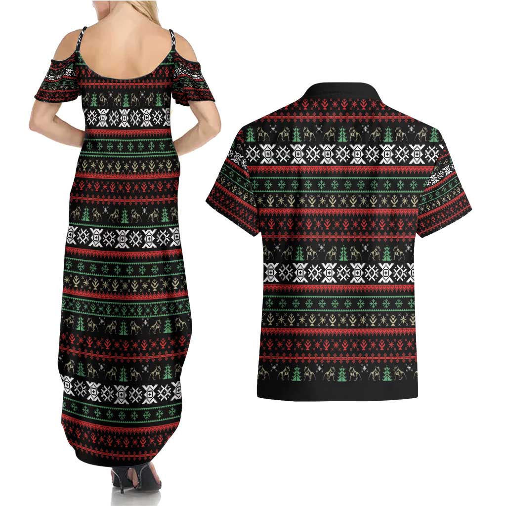 Give Your Heart Pitbull Dog Couples Matching Summer Maxi Dress and Hawaiian Shirt The Will Never Break It - Wonder Print Shop
