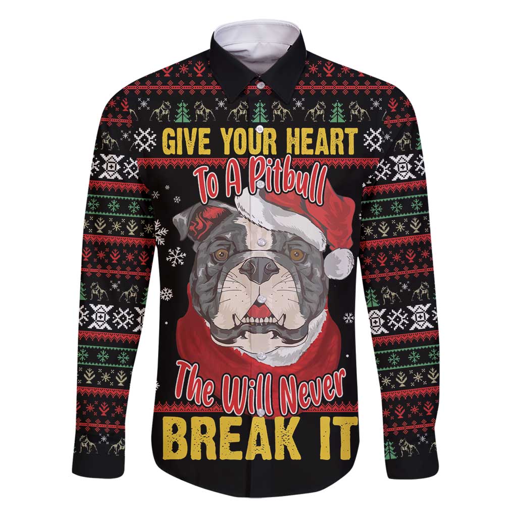Give Your Heart Pitbull Dog Family Matching Long Sleeve Bodycon Dress and Hawaiian Shirt The Will Never Break It - Wonder Print Shop
