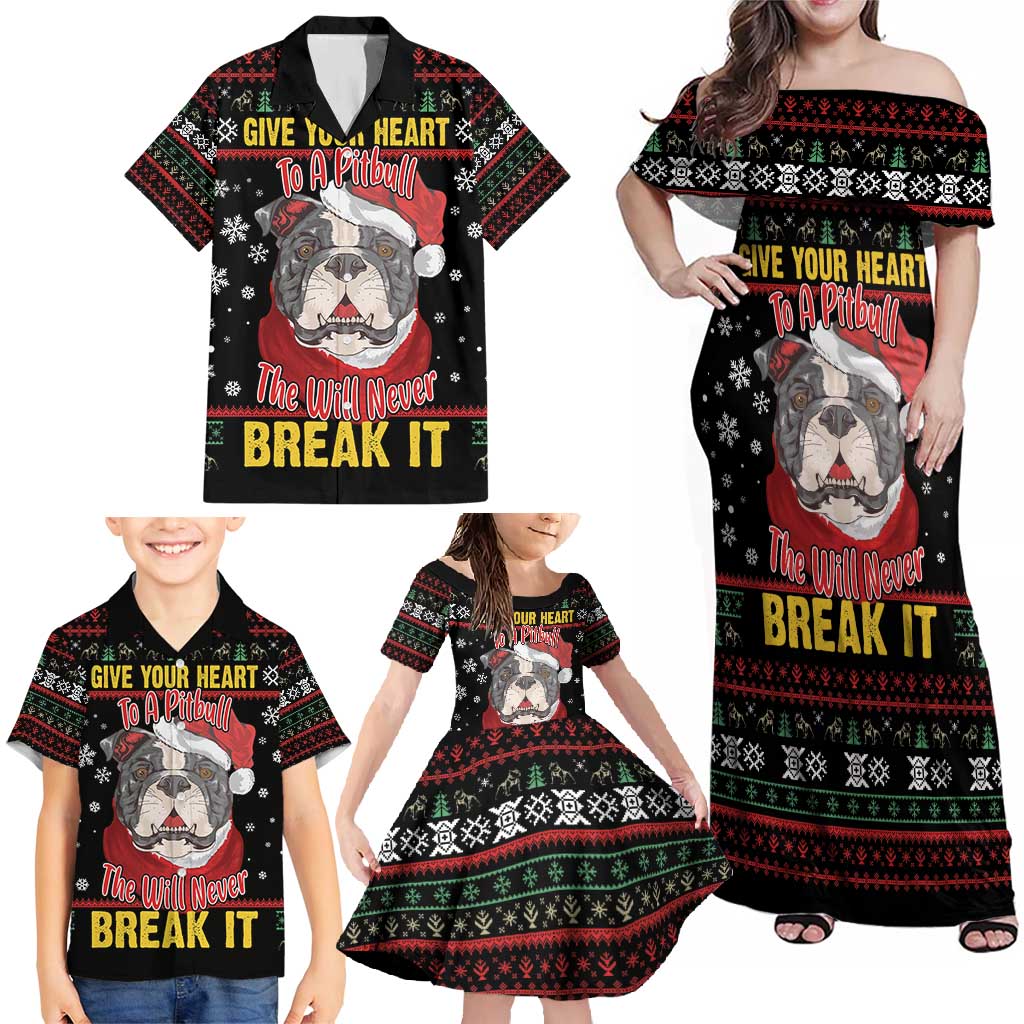 Give Your Heart Pitbull Dog Family Matching Off Shoulder Maxi Dress and Hawaiian Shirt The Will Never Break It - Wonder Print Shop