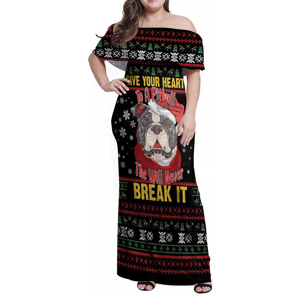 Give Your Heart Pitbull Dog Family Matching Off Shoulder Maxi Dress and Hawaiian Shirt The Will Never Break It - Wonder Print Shop