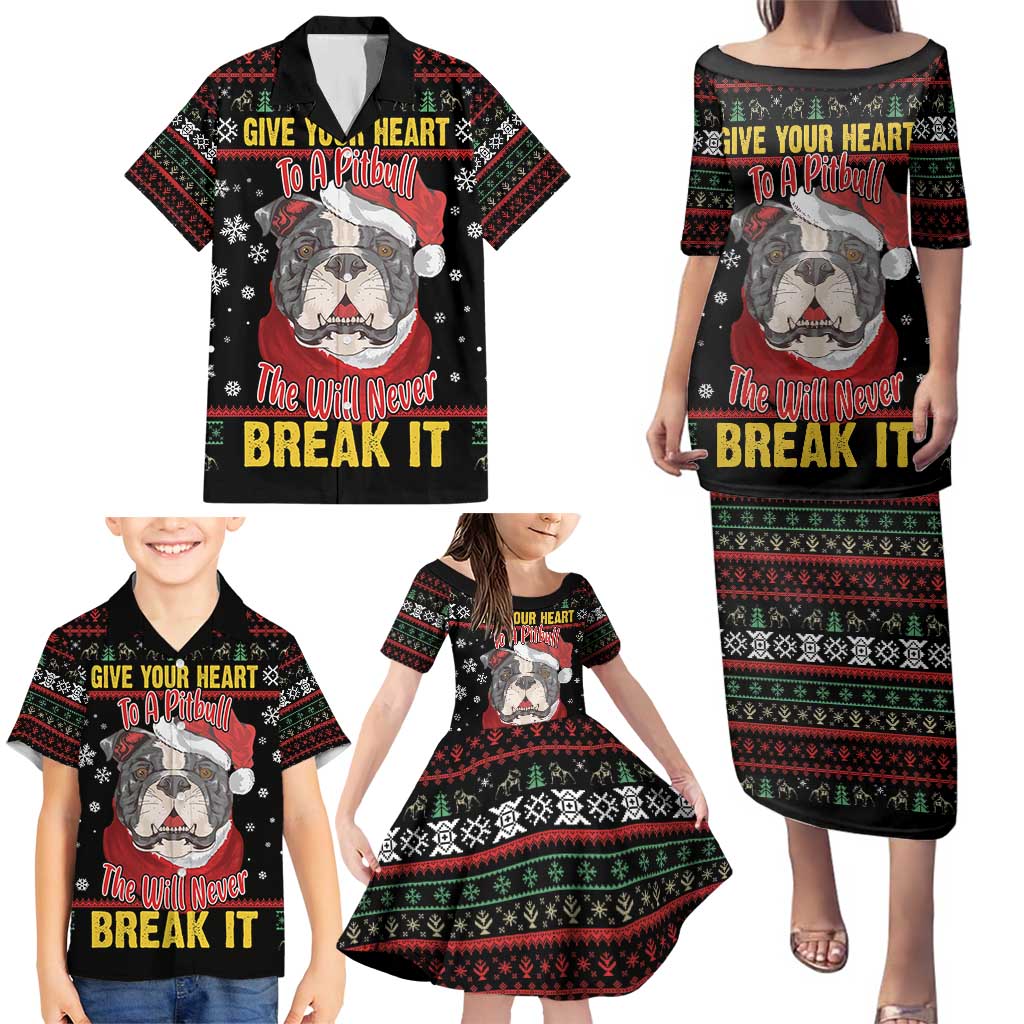 Give Your Heart Pitbull Dog Family Matching Puletasi and Hawaiian Shirt The Will Never Break It - Wonder Print Shop