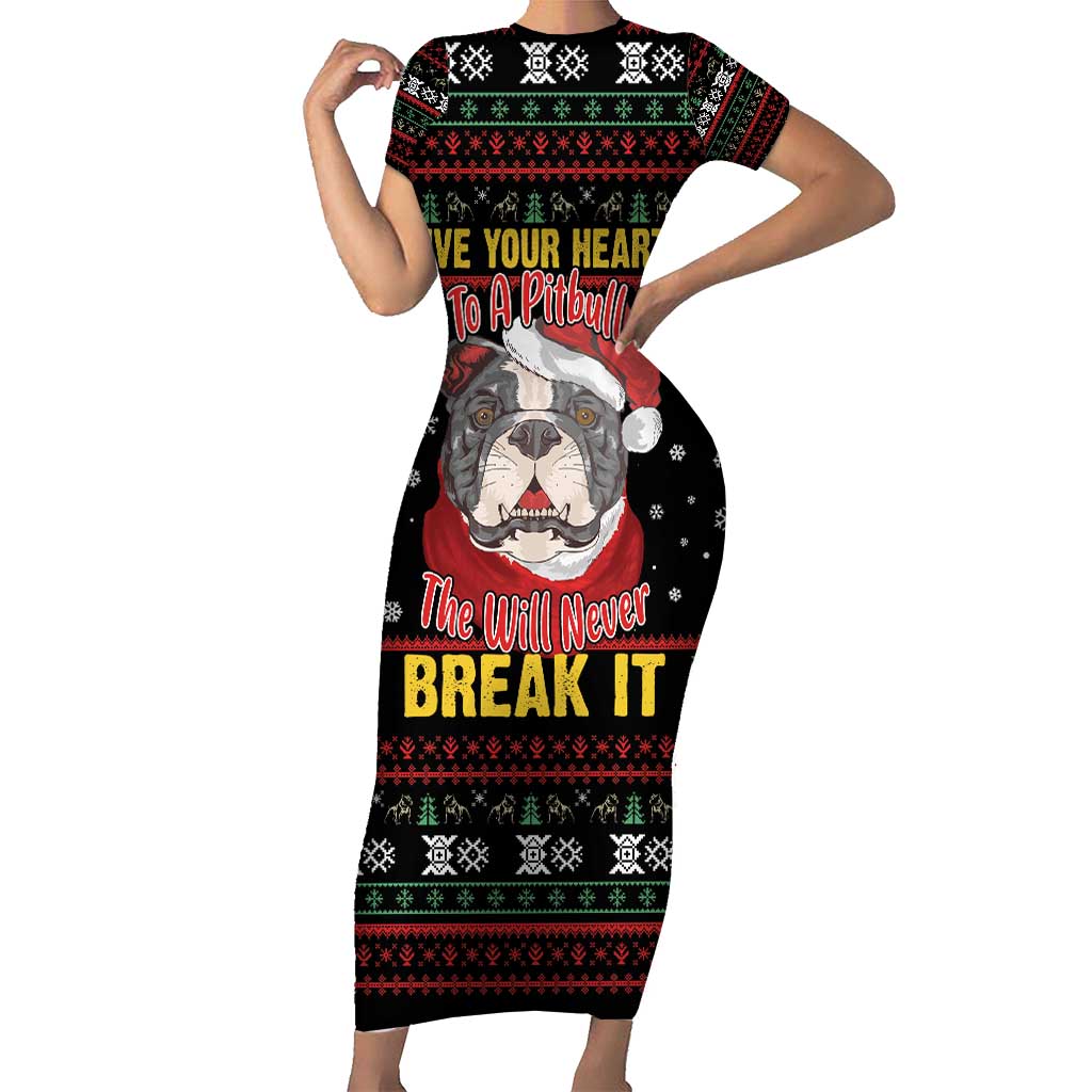 Give Your Heart Pitbull Dog Family Matching Short Sleeve Bodycon Dress and Hawaiian Shirt The Will Never Break It - Wonder Print Shop