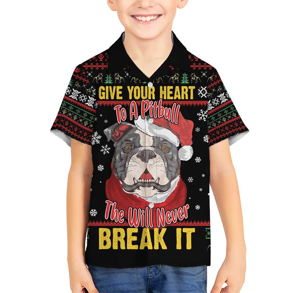 Give Your Heart Pitbull Dog Family Matching Short Sleeve Bodycon Dress and Hawaiian Shirt The Will Never Break It - Wonder Print Shop
