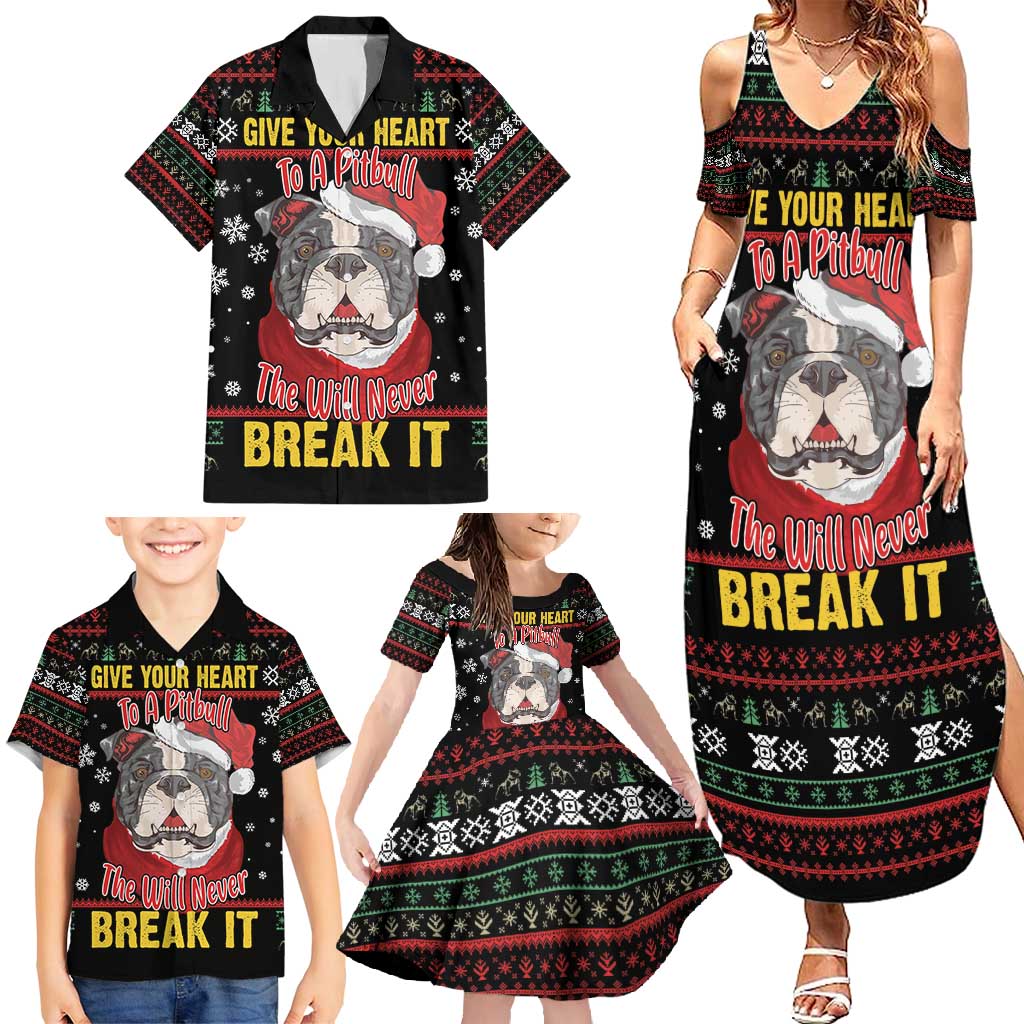 Give Your Heart Pitbull Dog Family Matching Summer Maxi Dress and Hawaiian Shirt The Will Never Break It - Wonder Print Shop