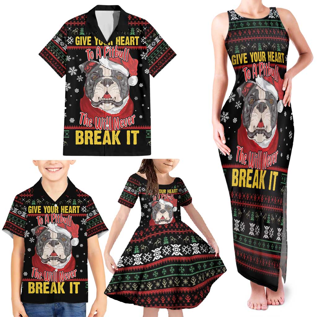 Give Your Heart Pitbull Dog Family Matching Tank Maxi Dress and Hawaiian Shirt The Will Never Break It - Wonder Print Shop