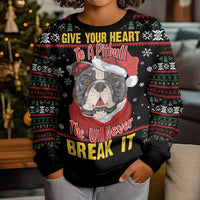 Give Your Heart Pitbull Dog Kid Ugly Christmas Sweater The Will Never Break It - Wonder Print Shop
