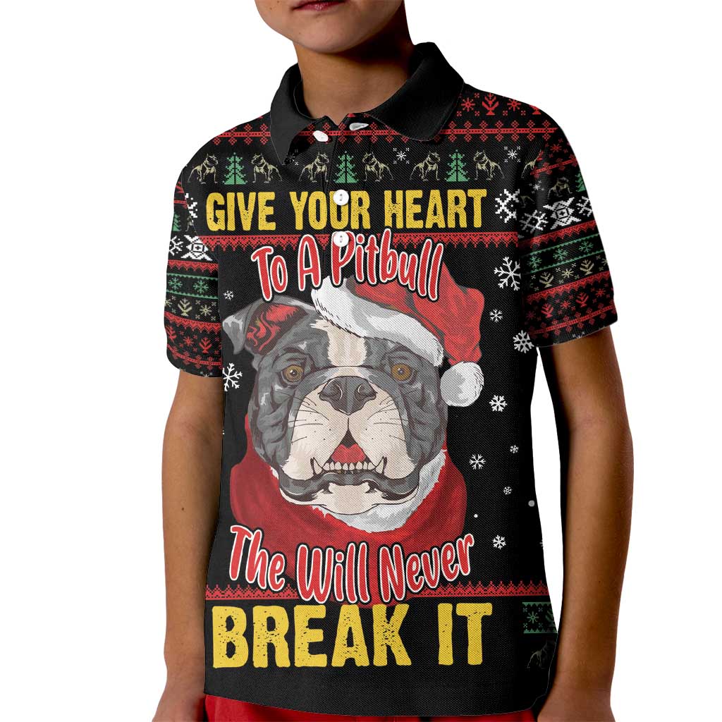 Give Your Heart Pitbull Dog Kid Polo Shirt The Will Never Break It - Wonder Print Shop