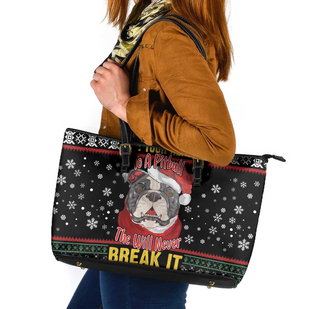 Give Your Heart Pitbull Dog Leather Tote Bag The Will Never Break It - Wonder Print Shop
