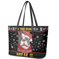 Give Your Heart Pitbull Dog Leather Tote Bag The Will Never Break It - Wonder Print Shop