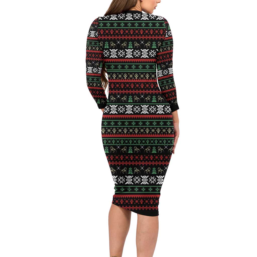 Give Your Heart Pitbull Dog Long Sleeve Bodycon Dress The Will Never Break It - Wonder Print Shop