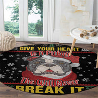 Give Your Heart Pitbull Dog Round Carpet The Will Never Break It