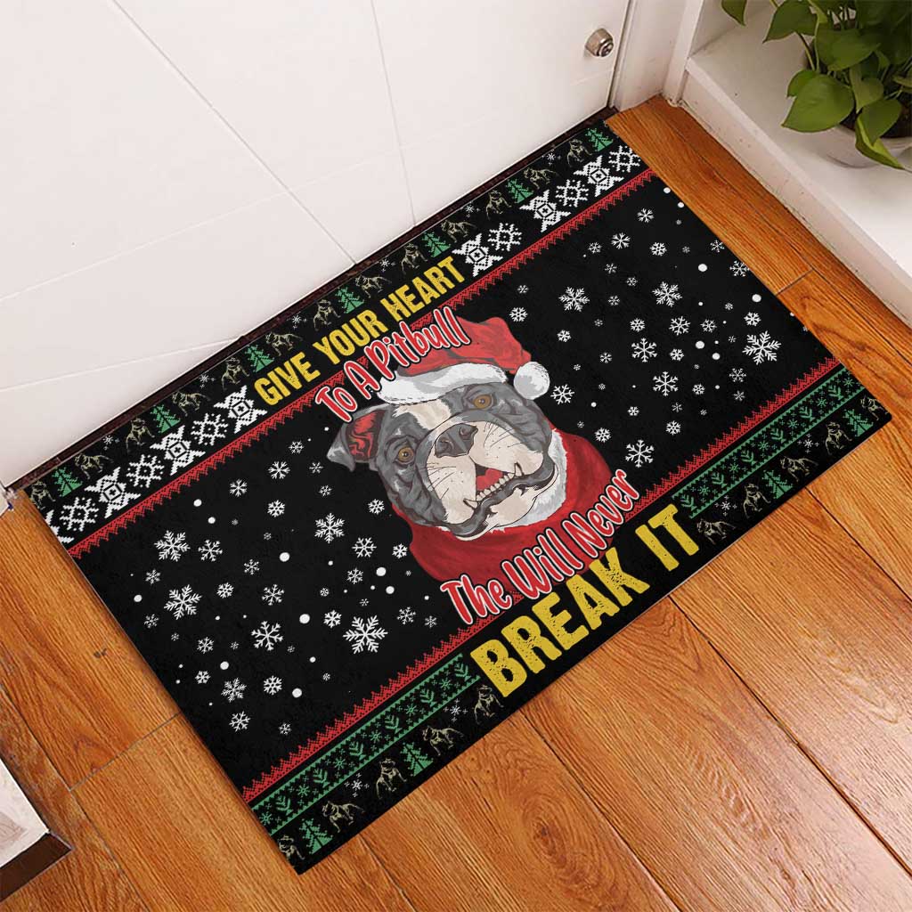 Give Your Heart Pitbull Dog Rubber Doormat The Will Never Break It - Wonder Print Shop