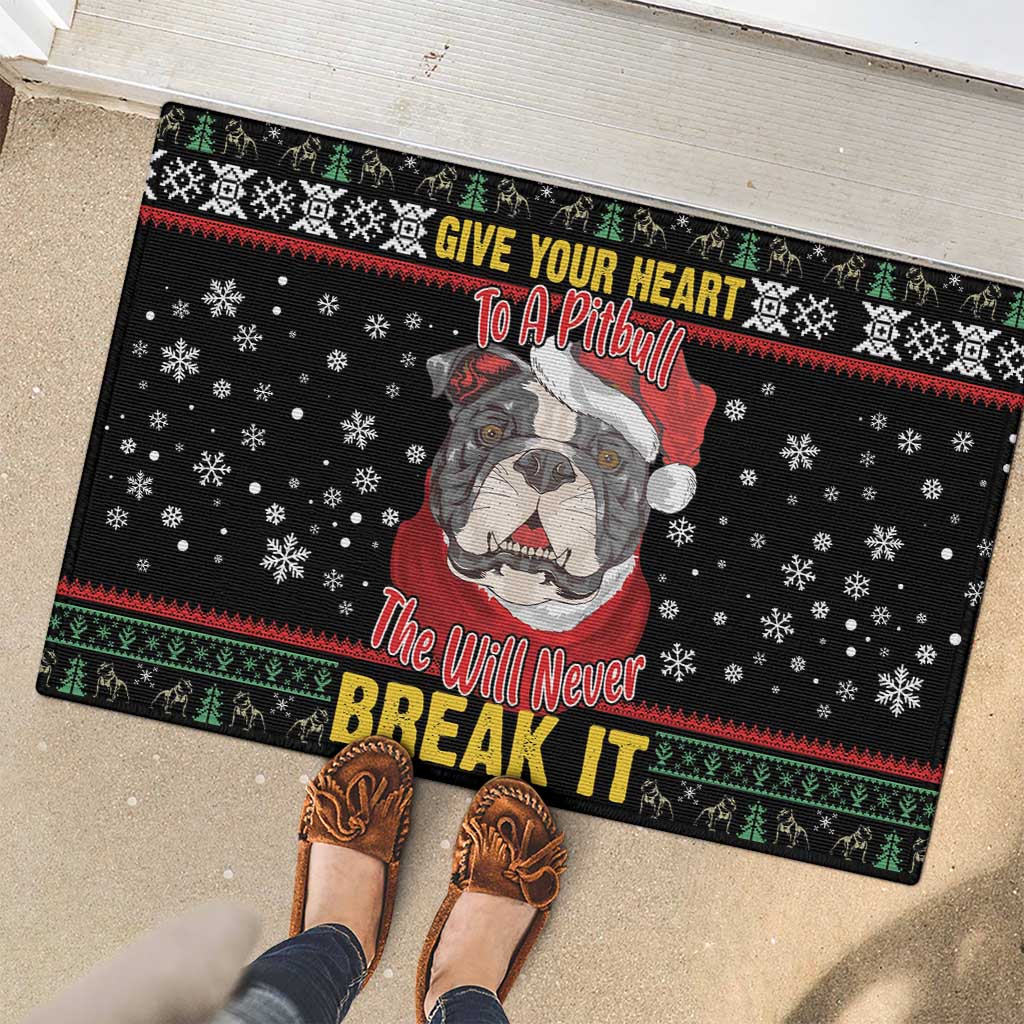 Give Your Heart Pitbull Dog Rubber Doormat The Will Never Break It - Wonder Print Shop