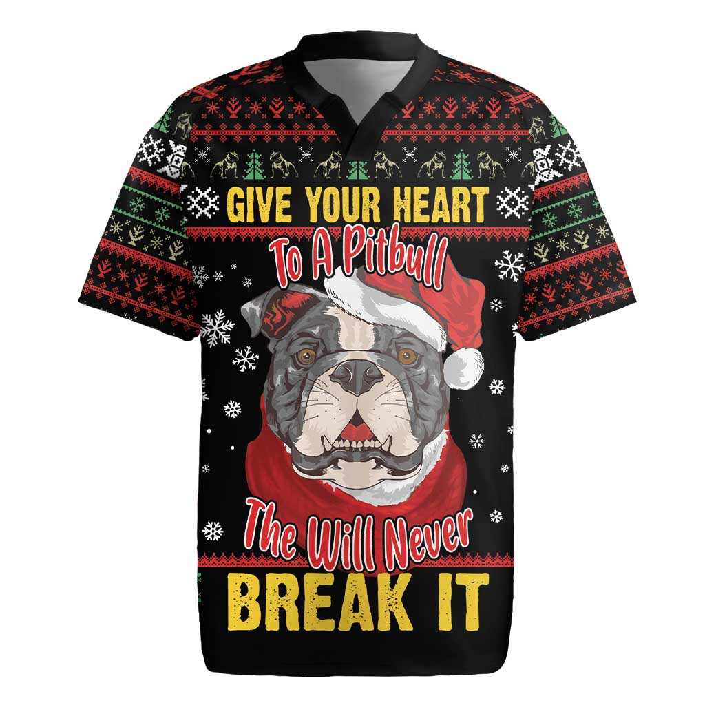 Give Your Heart Pitbull Dog Rugby Jersey The Will Never Break It - Wonder Print Shop