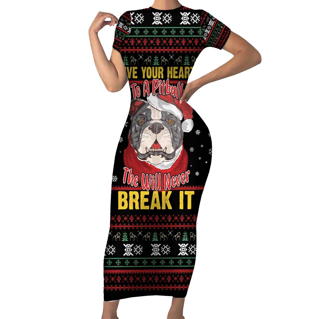 Give Your Heart Pitbull Dog Short Sleeve Bodycon Dress The Will Never Break It - Wonder Print Shop