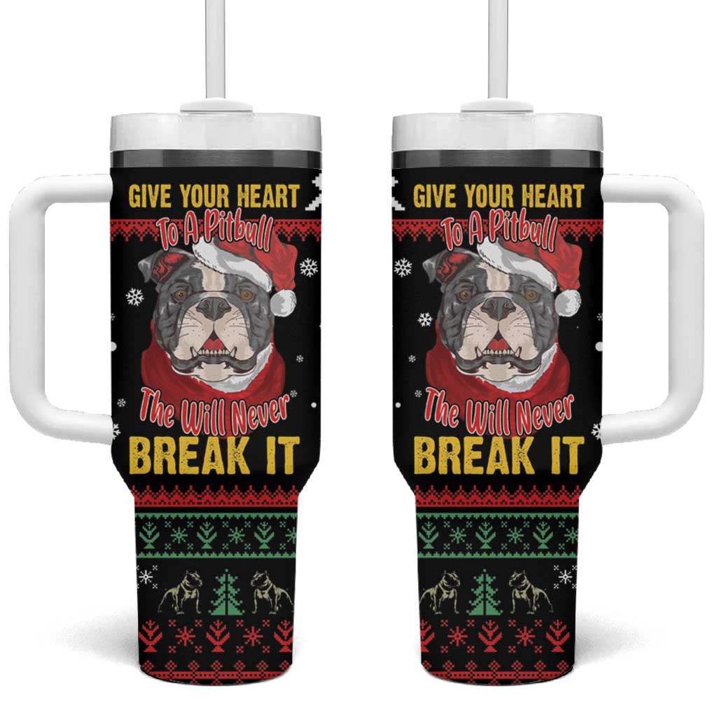 Give Your Heart Pitbull Dog Tumbler With Handle The Will Never Break It - Wonder Print Shop