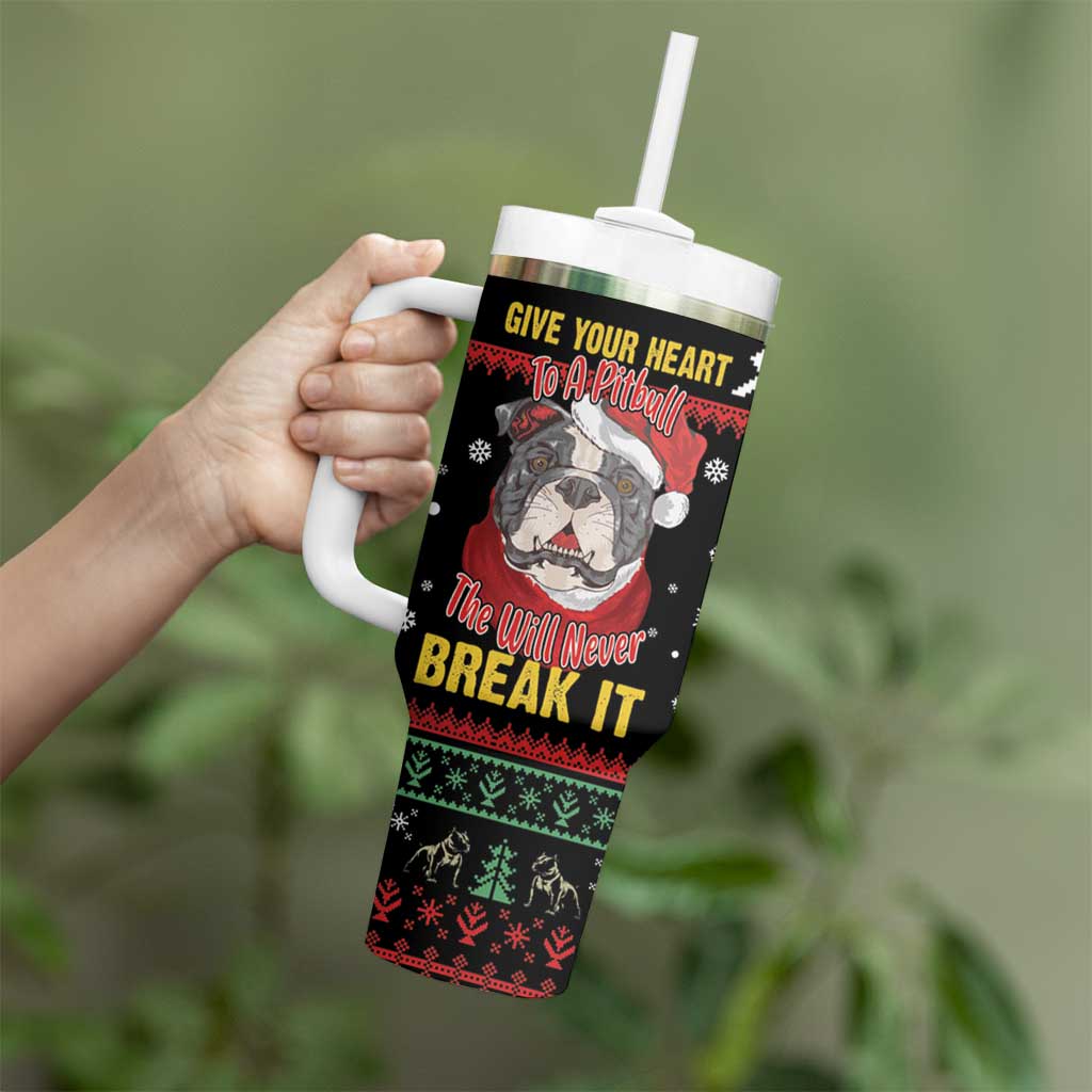 Give Your Heart Pitbull Dog Tumbler With Handle The Will Never Break It - Wonder Print Shop