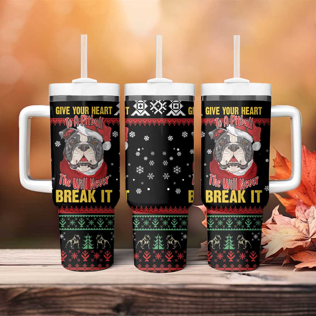 Give Your Heart Pitbull Dog Tumbler With Handle The Will Never Break It - Wonder Print Shop