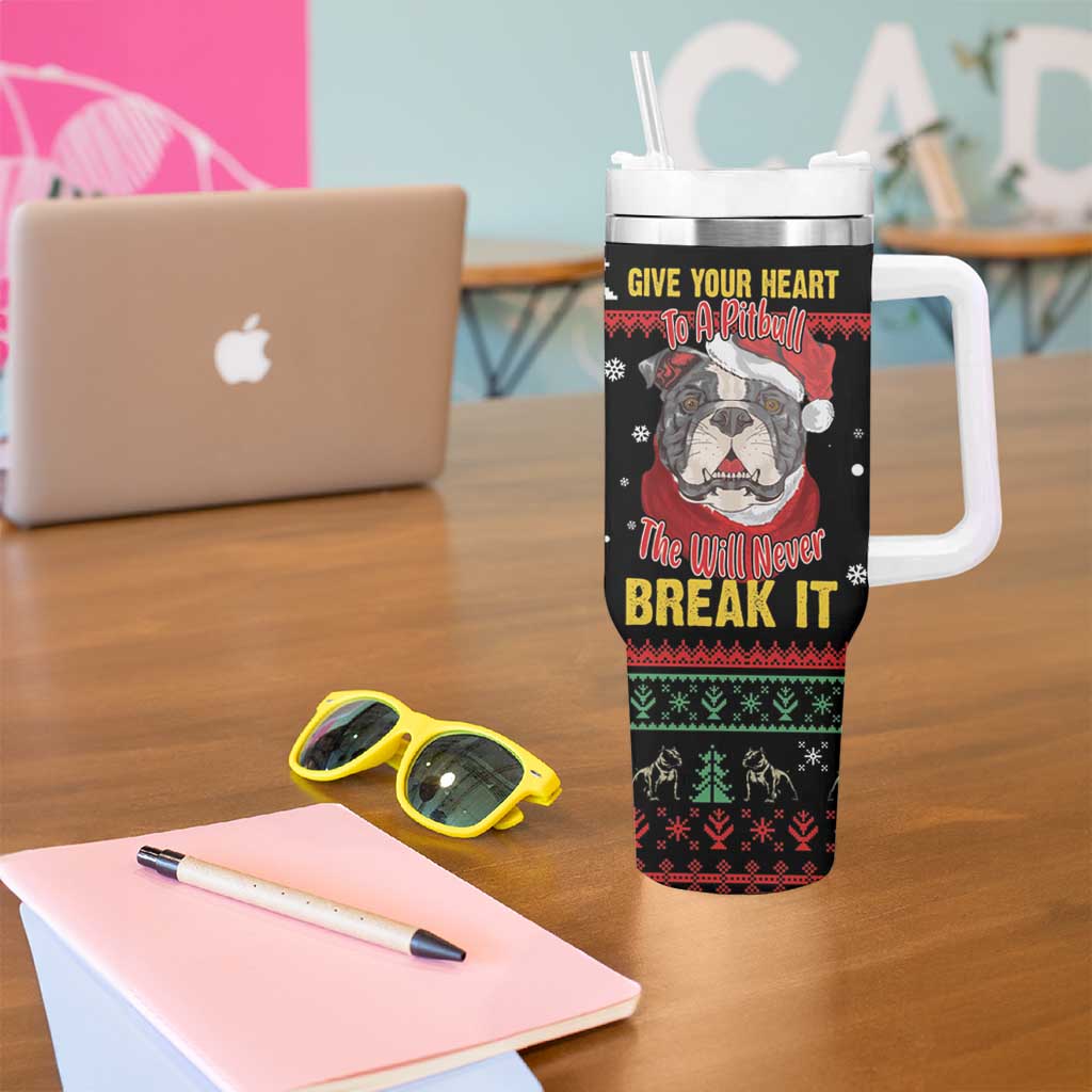 Give Your Heart Pitbull Dog Tumbler With Handle The Will Never Break It - Wonder Print Shop