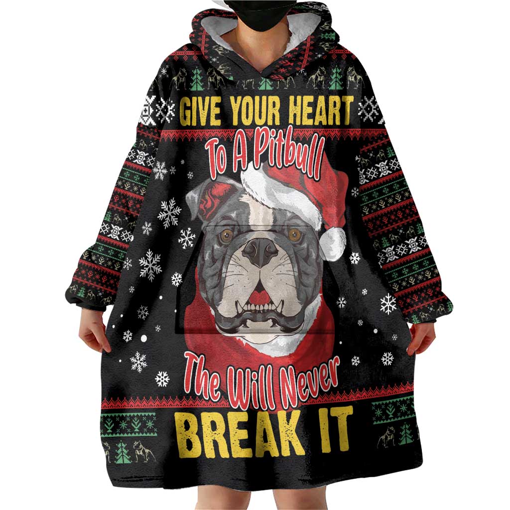 Give Your Heart Pitbull Dog Wearable Blanket Hoodie The Will Never Break It - Wonder Print Shop