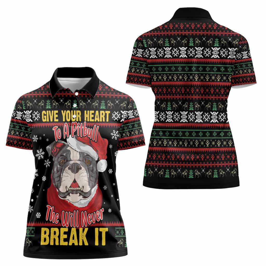 Give Your Heart Pitbull Dog Women Polo Shirt The Will Never Break It - Wonder Print Shop