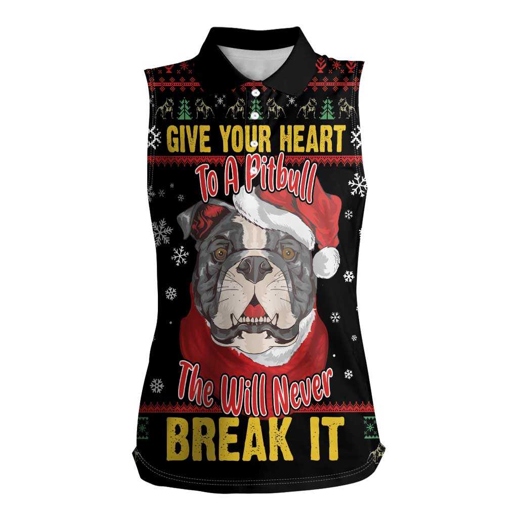Give Your Heart Pitbull Dog Women Sleeveless Polo Shirt The Will Never Break It - Wonder Print Shop