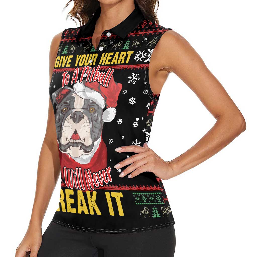 Give Your Heart Pitbull Dog Women Sleeveless Polo Shirt The Will Never Break It - Wonder Print Shop