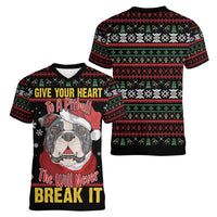 Give Your Heart Pitbull Dog Women V-Neck T-Shirt The Will Never Break It - Wonder Print Shop