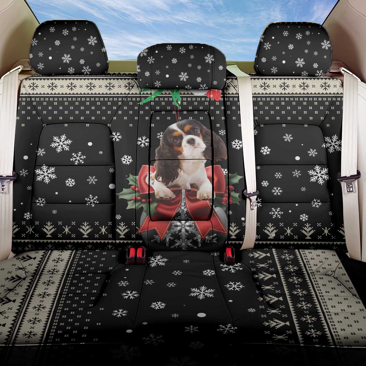 Cavalier King Charles Spaniel Xmas Ball Back Car Seat Cover Christmas Dog Lovers - Wonder Print Shop