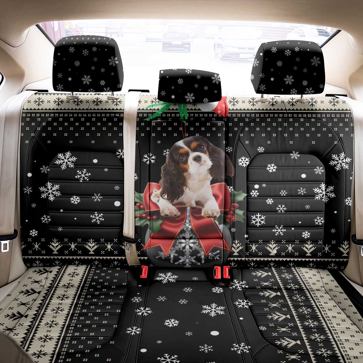 Cavalier King Charles Spaniel Xmas Ball Back Car Seat Cover Christmas Dog Lovers - Wonder Print Shop
