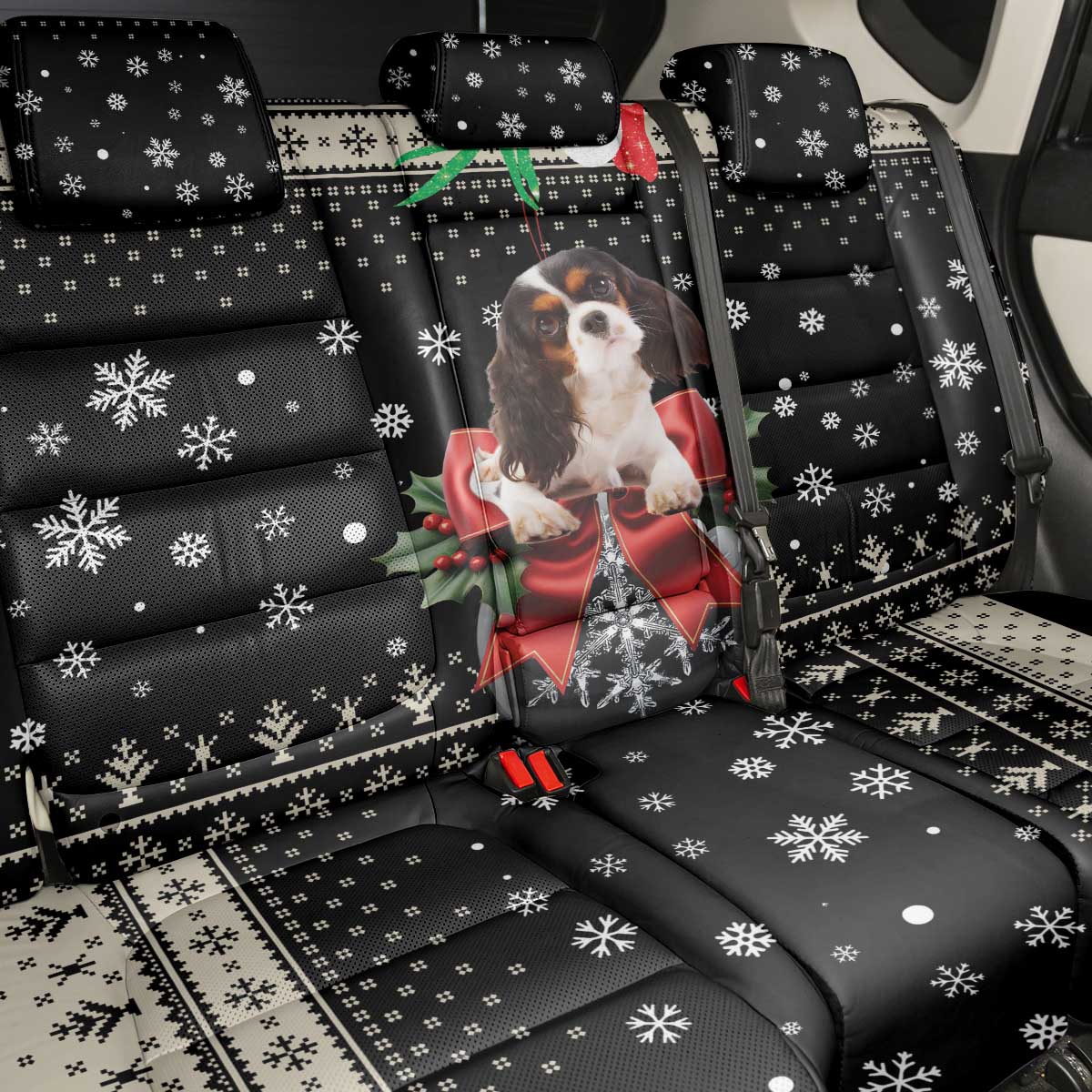 Cavalier King Charles Spaniel Xmas Ball Back Car Seat Cover Christmas Dog Lovers - Wonder Print Shop