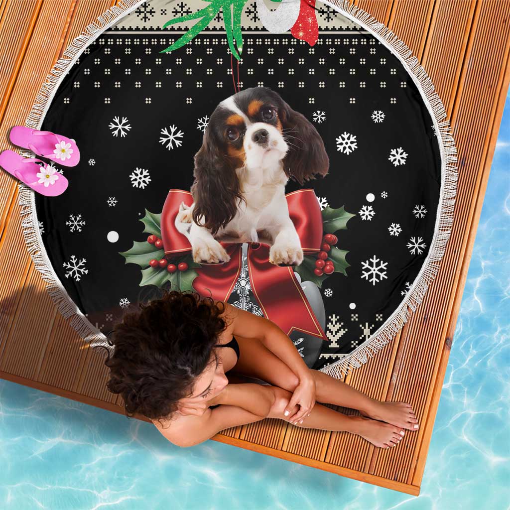 Cavalier King Charles Spaniel Xmas Ball Beach Blanket Christmas Dog Lovers - Wonder Print Shop