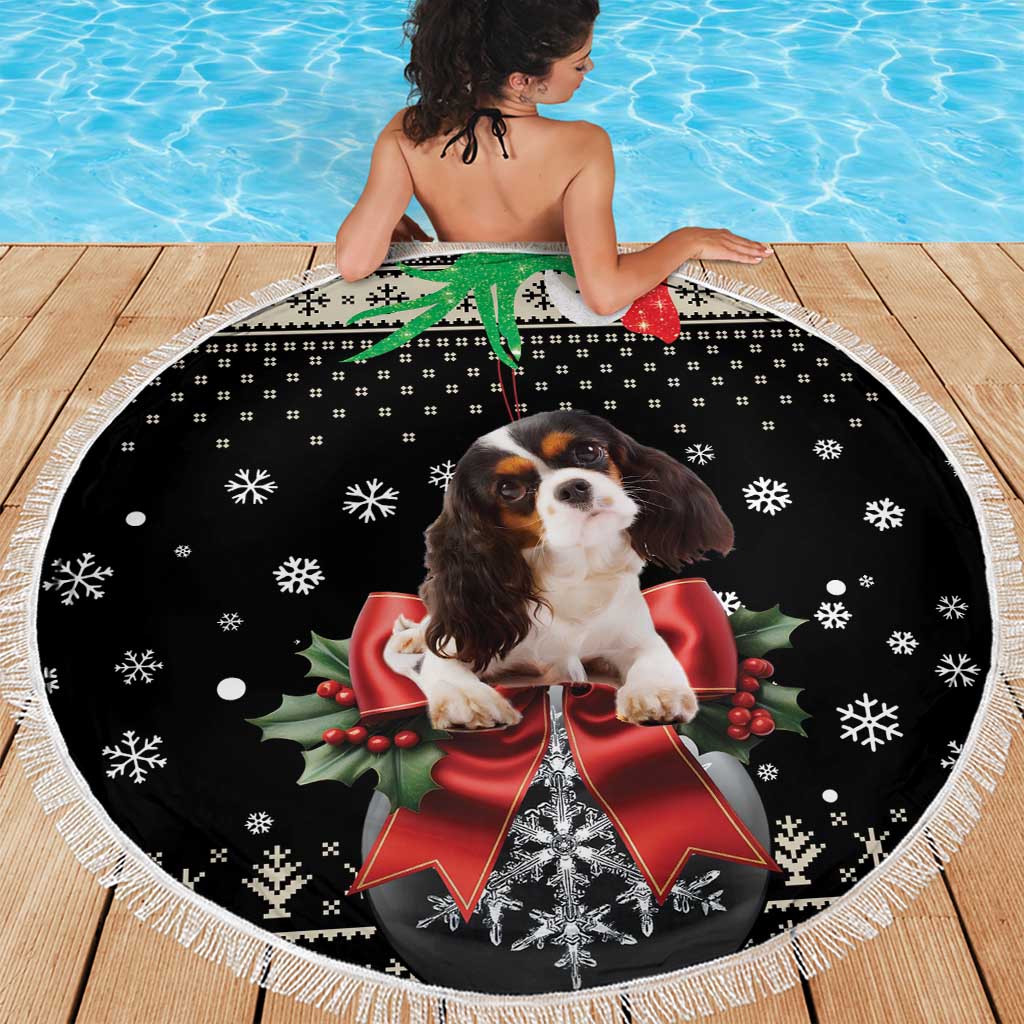Cavalier King Charles Spaniel Xmas Ball Beach Blanket Christmas Dog Lovers - Wonder Print Shop