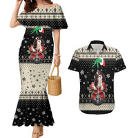 Cavalier King Charles Spaniel Xmas Ball Couples Matching Mermaid Dress and Hawaiian Shirt Christmas Dog Lovers - Wonder Print Shop