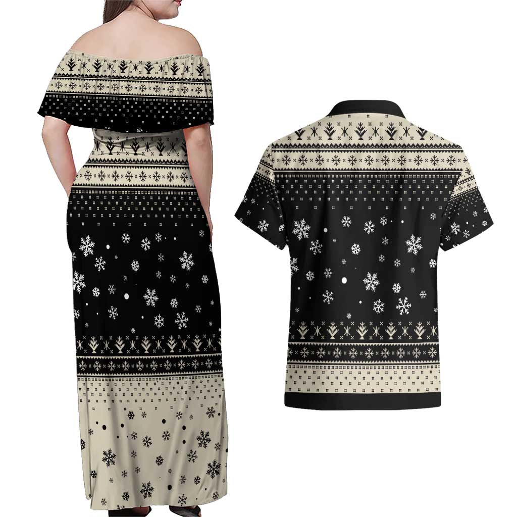 Cavalier King Charles Spaniel Xmas Ball Couples Matching Off Shoulder Maxi Dress and Hawaiian Shirt Christmas Dog Lovers - Wonder Print Shop