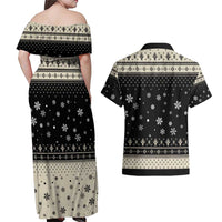 Cavalier King Charles Spaniel Xmas Ball Couples Matching Off Shoulder Maxi Dress and Hawaiian Shirt Christmas Dog Lovers - Wonder Print Shop