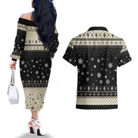 Cavalier King Charles Spaniel Xmas Ball Couples Matching Off The Shoulder Long Sleeve Dress and Hawaiian Shirt Christmas Dog Lovers - Wonder Print Shop