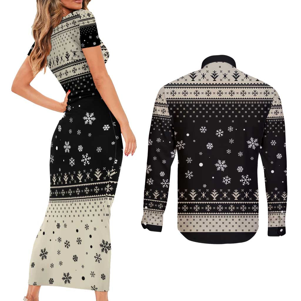 Cavalier King Charles Spaniel Xmas Ball Couples Matching Short Sleeve Bodycon Dress and Long Sleeve Button Shirt Christmas Dog Lovers - Wonder Print Shop