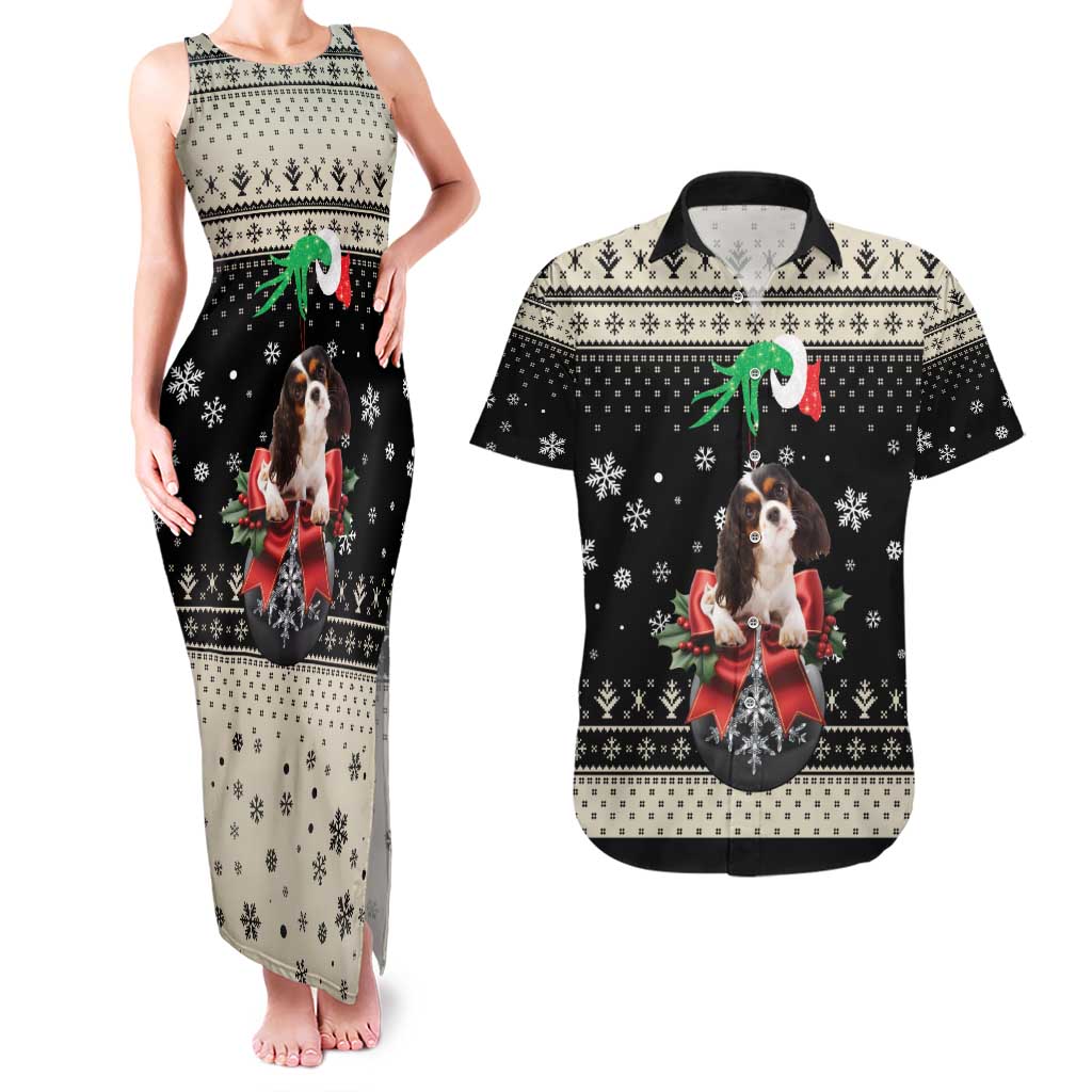 Cavalier King Charles Spaniel Xmas Ball Couples Matching Tank Maxi Dress and Hawaiian Shirt Christmas Dog Lovers - Wonder Print Shop