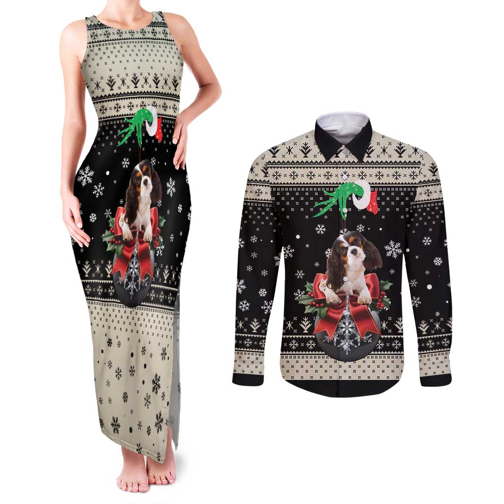 Cavalier King Charles Spaniel Xmas Ball Couples Matching Tank Maxi Dress and Long Sleeve Button Shirt Christmas Dog Lovers - Wonder Print Shop